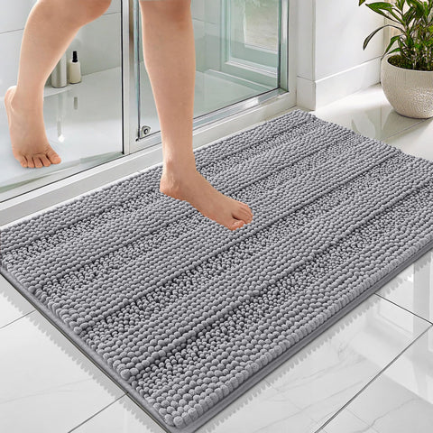 OLANLY thick bath rug with stripe grey design 36x24 adds plush comfort to floors