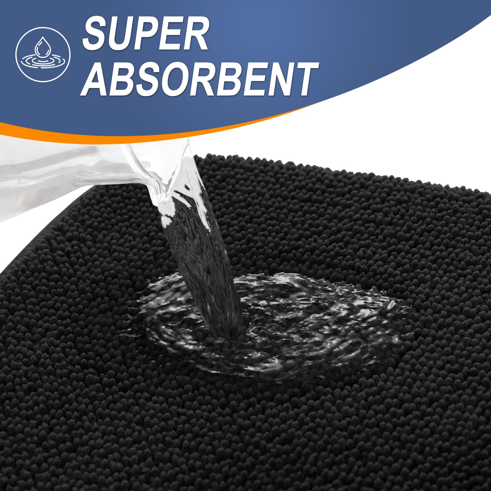OLANLY mat with PVC backing minimizes movement on dry bathroom floors.