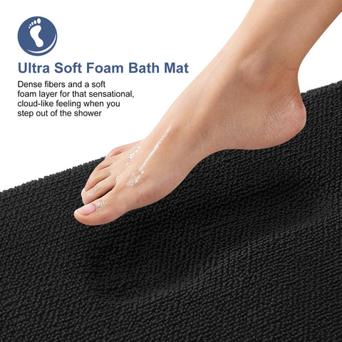 OLANLY bath mat close-up reveals plush memory foam texture for luxurious stepping.