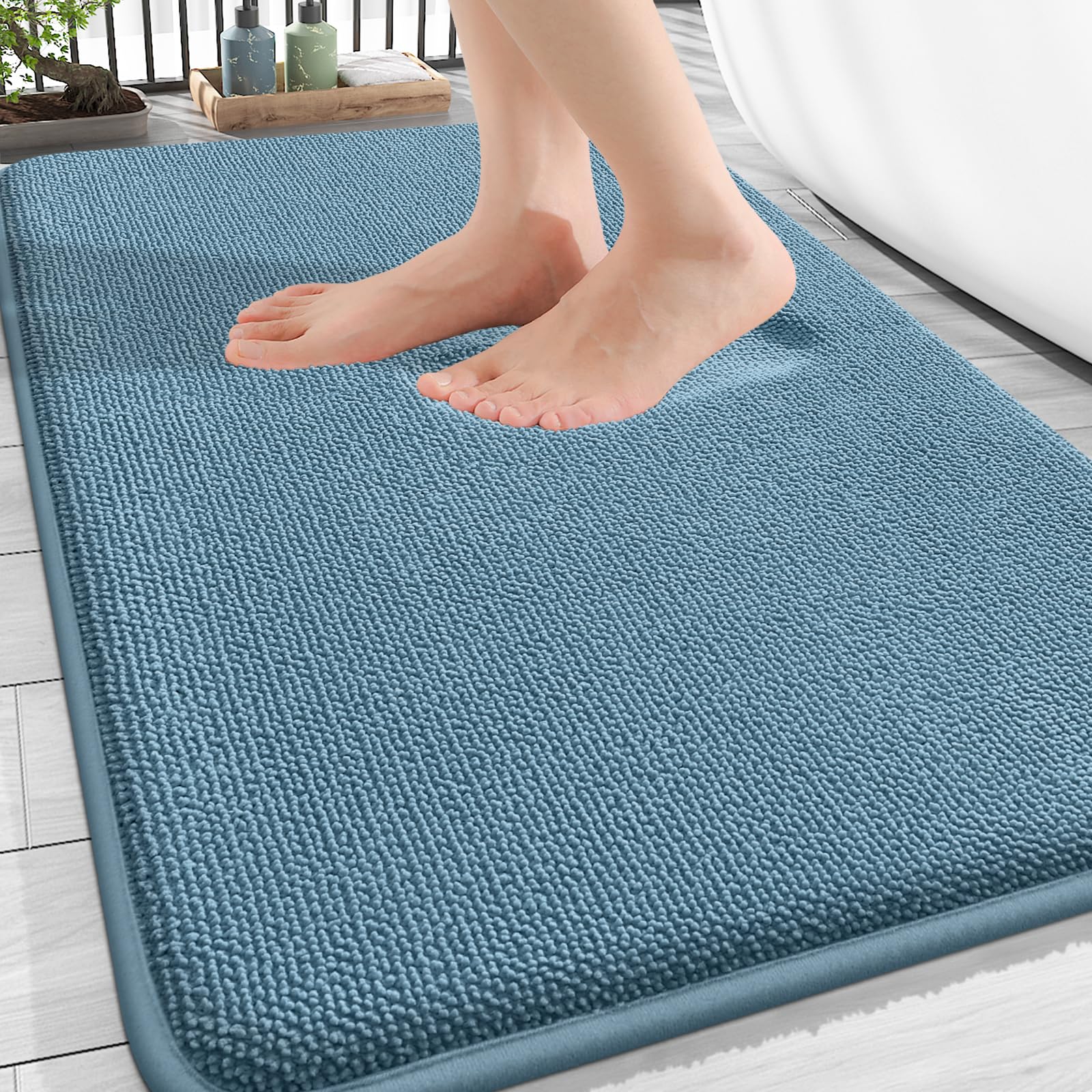 OLANLY thick memory foam bath mat 30x20 offers cloud-like comfort underfoot.