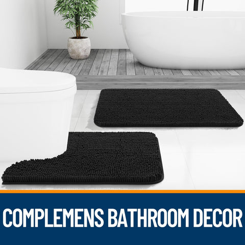 OLANLY toilet rug black color design to match bath decor.