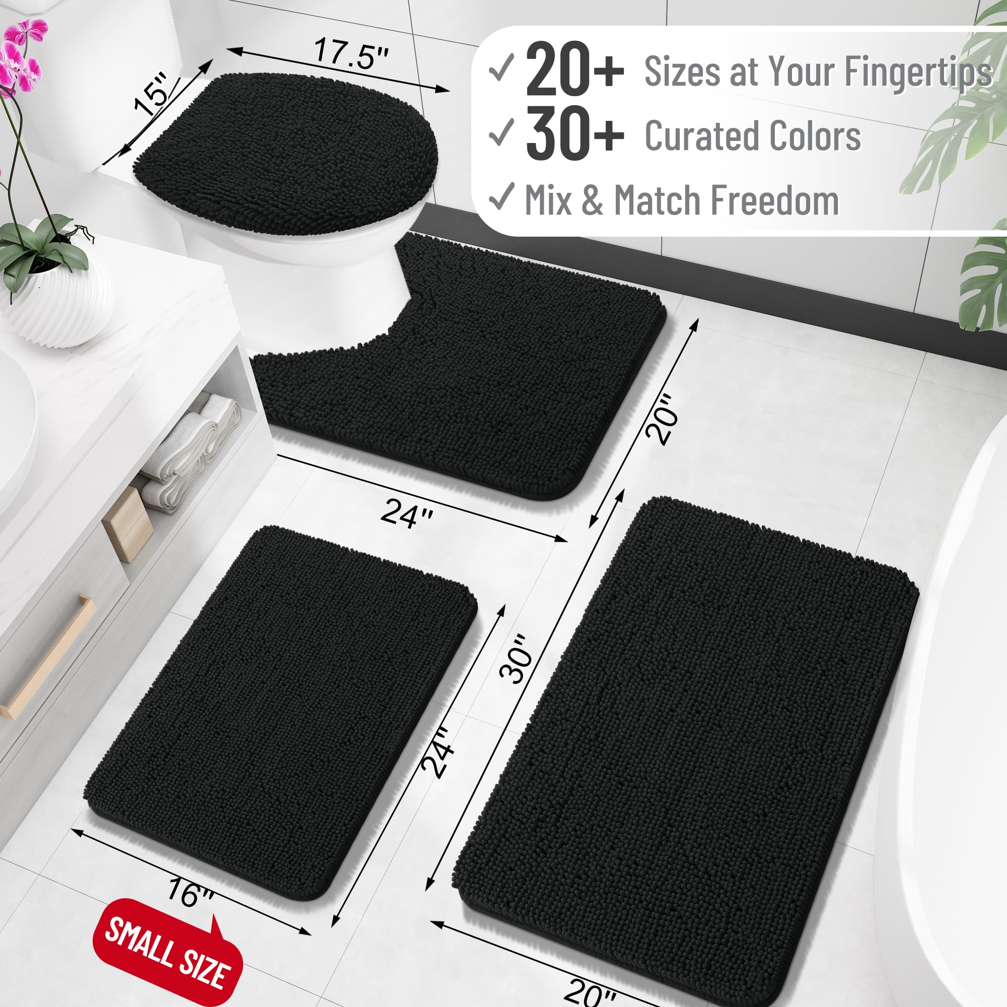 OLANLY toilet rug dense-chenille for fast foot-drying and dry floors.