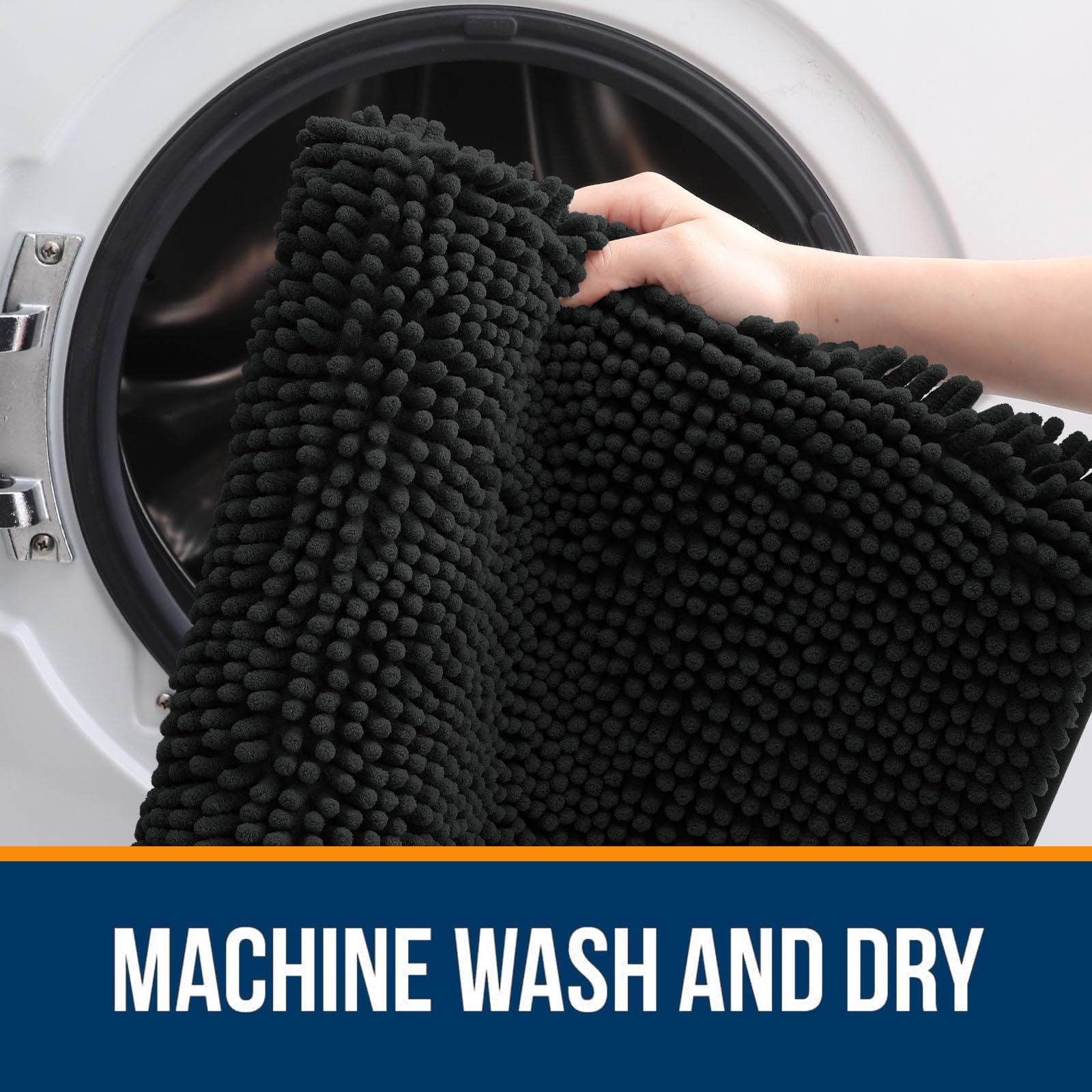 OLANLY toilet rug machine-washable for simple upkeep.