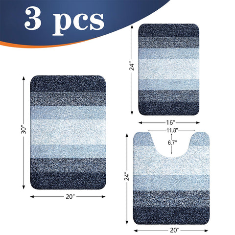 OLANLY U-shape toilet rug contours to fit around the toilet base securely.