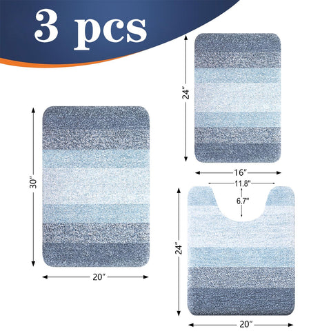 OLANLY U-shaped blue toilet rug contour aids grip and dryness