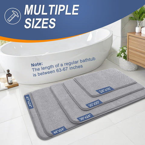 OLANLY long bath rug suits tub, shower, or sink areas.