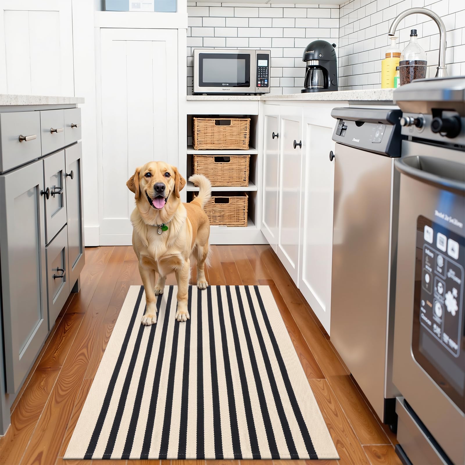 OLANLY washable cotton doormat for outdoor use and easy cleaning.