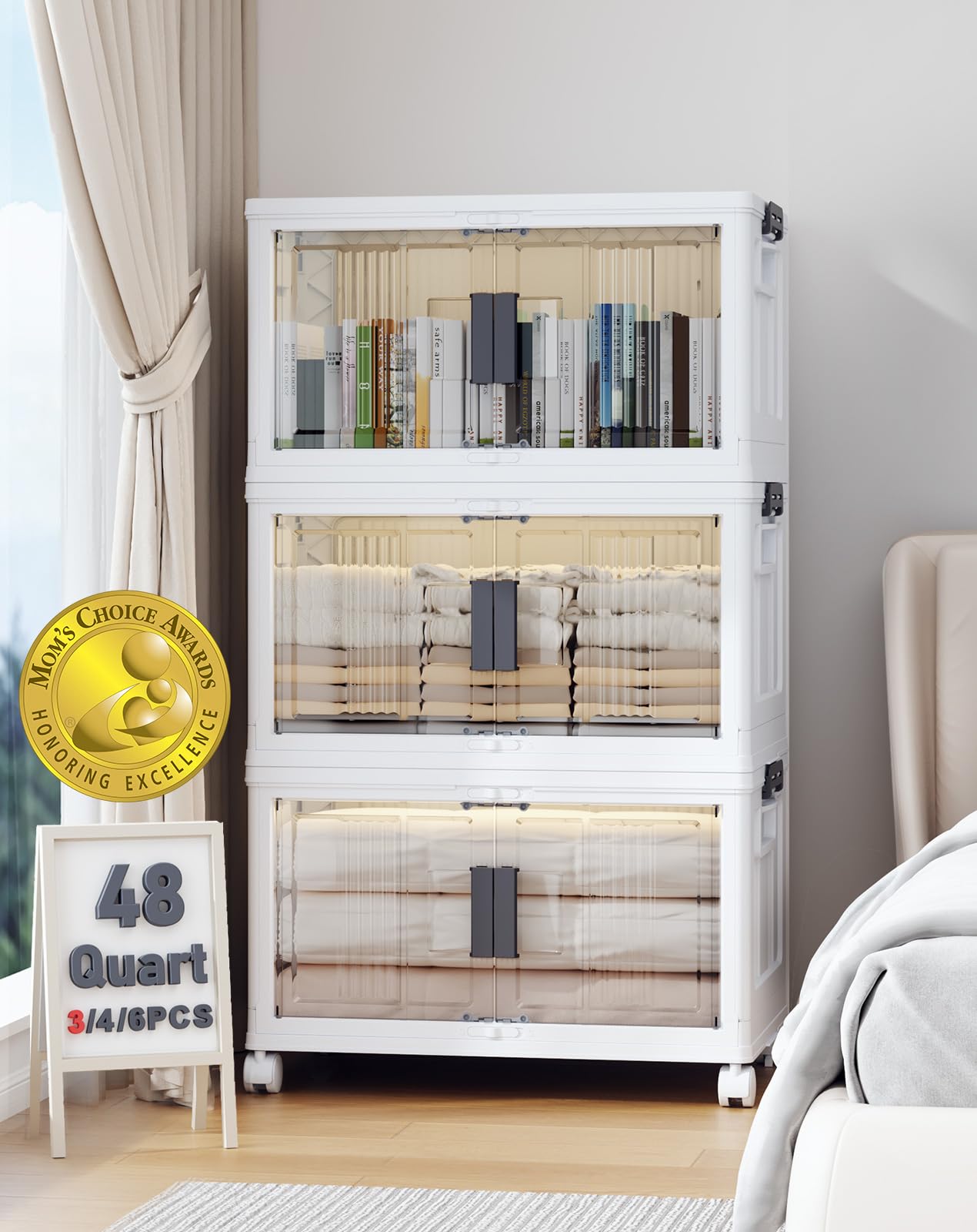 OlarHike 144QT storage bin with dual front doors for easy access and organization.