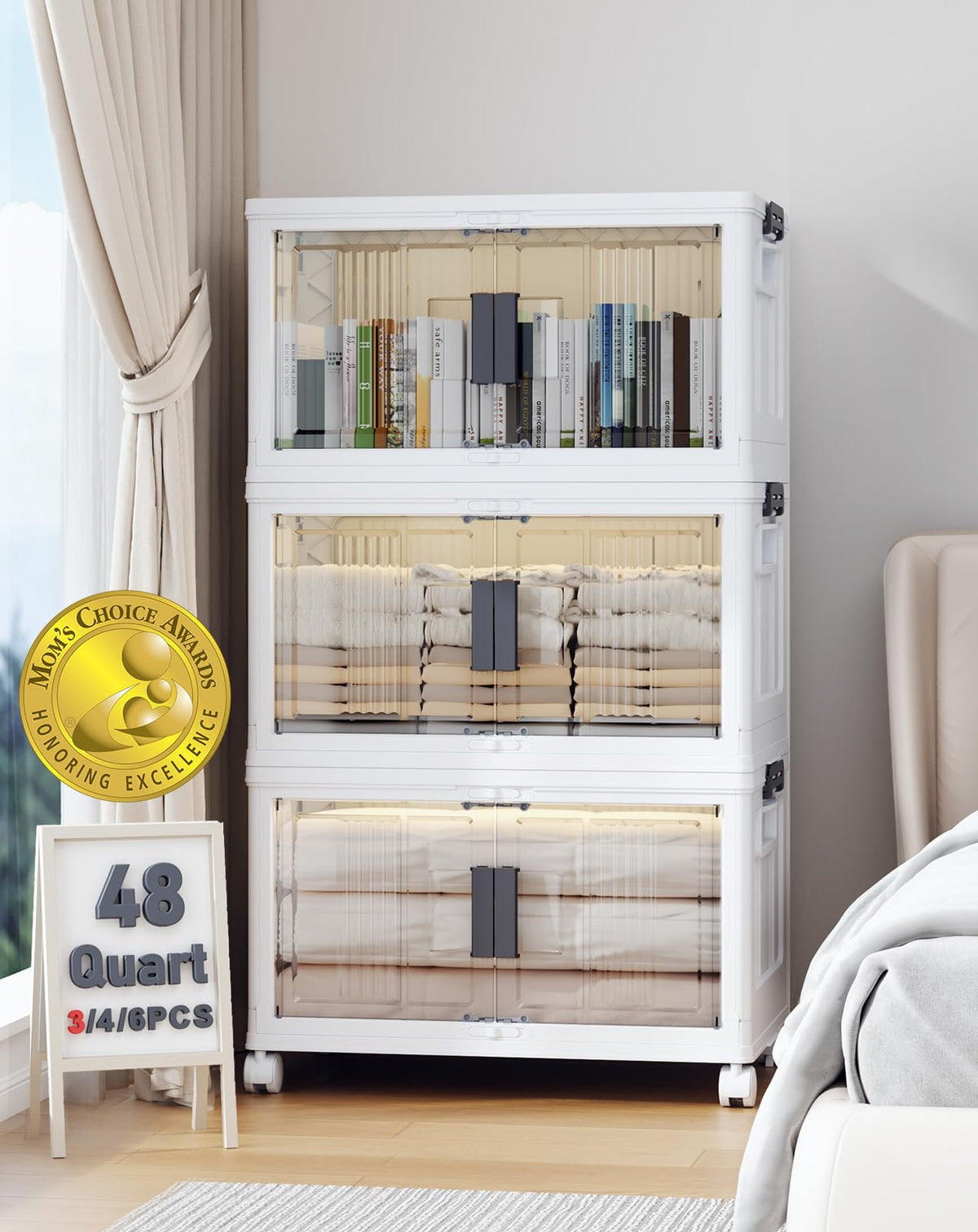 OlarHike 144QT storage bin with dual front doors for easy access and organization.