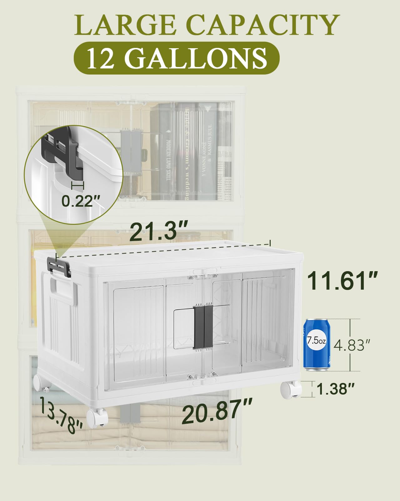 OlarHike large 12-gallon capacity fits clothes, bedding, and supplies.