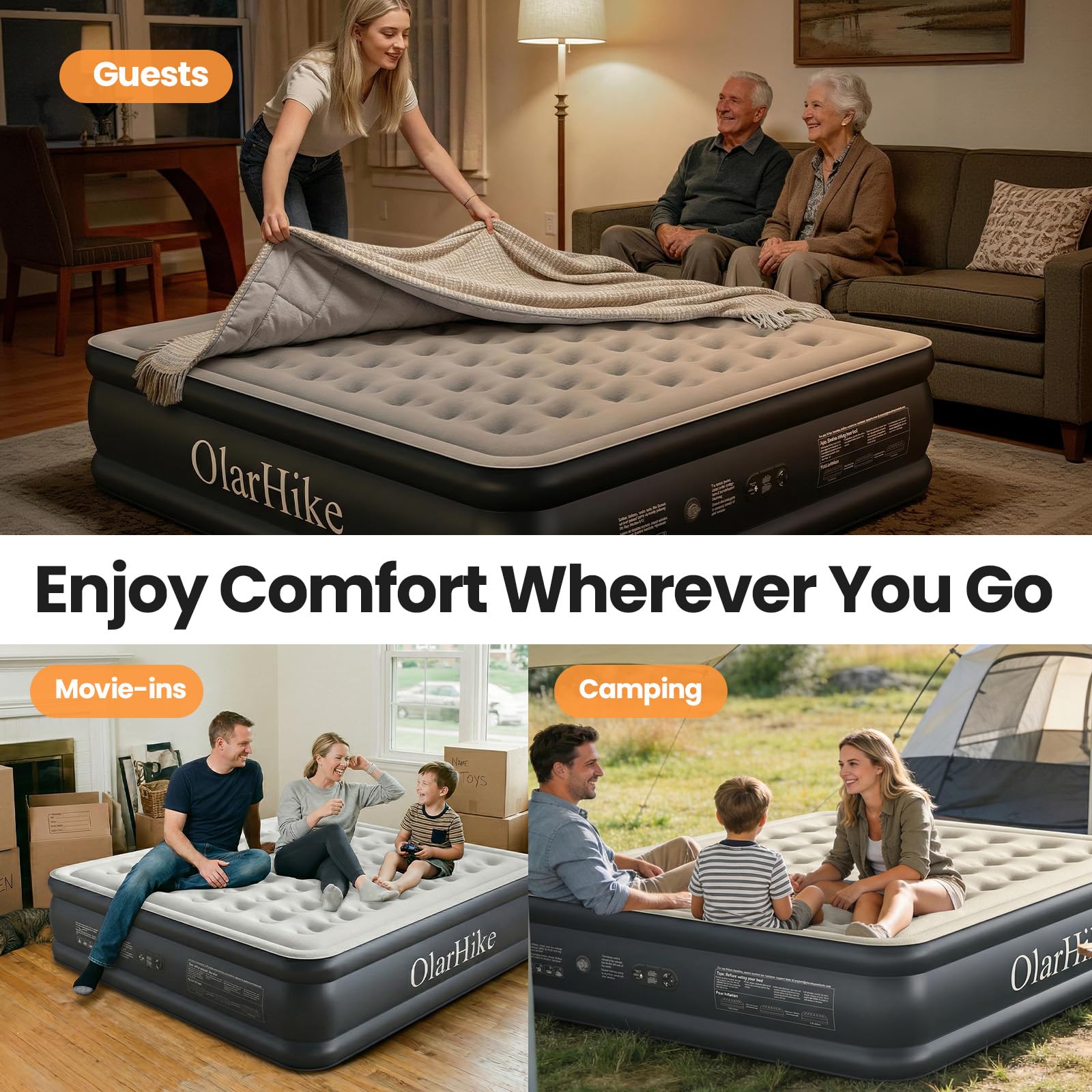OlarHike 750 lb capacity supports multiple sleepers with stability.