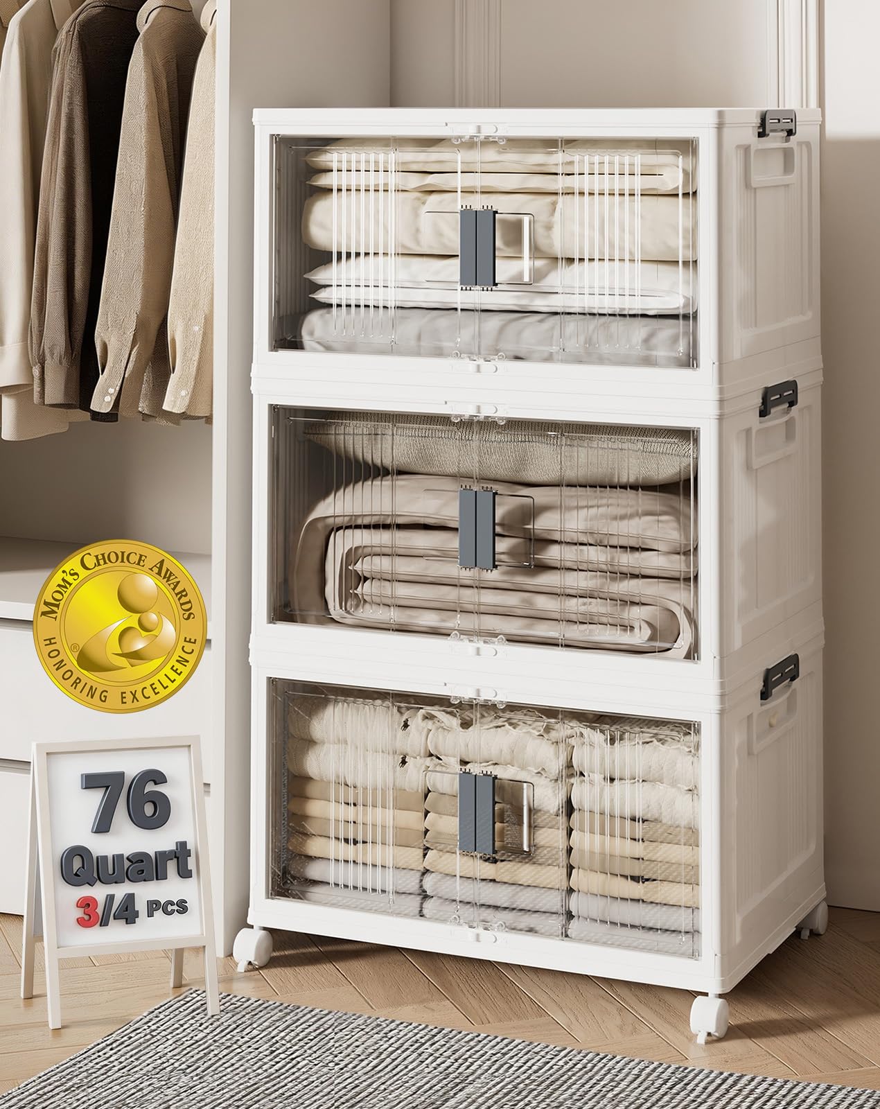 OlarHike 76QT lockable storage bin with doors and wheels for easy access.