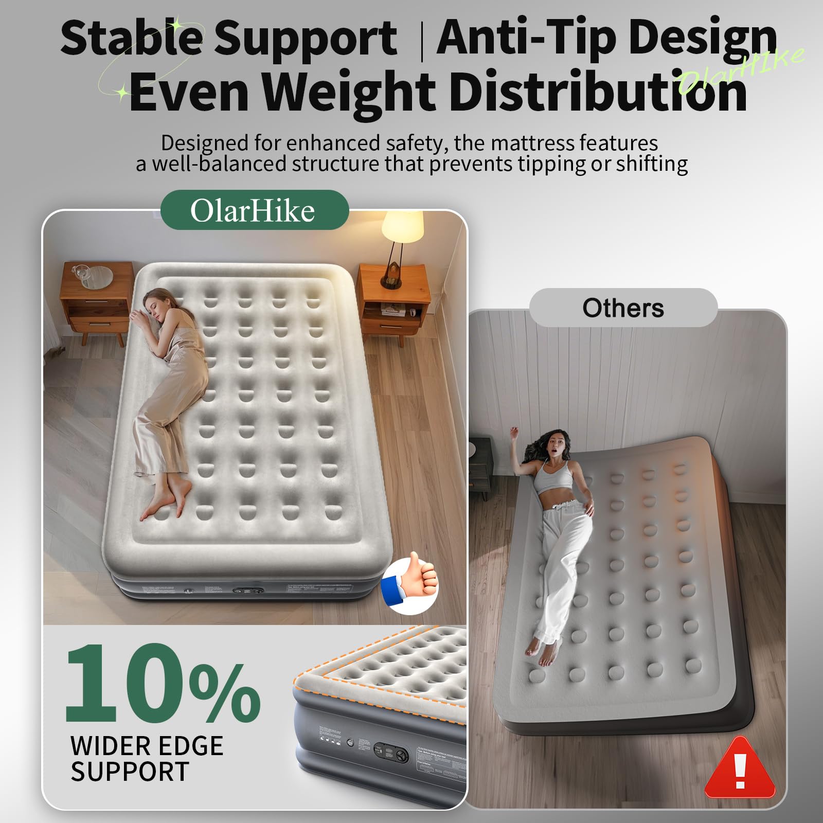 OlarHike supports up to 700 pounds for two adults sharing comfortably.