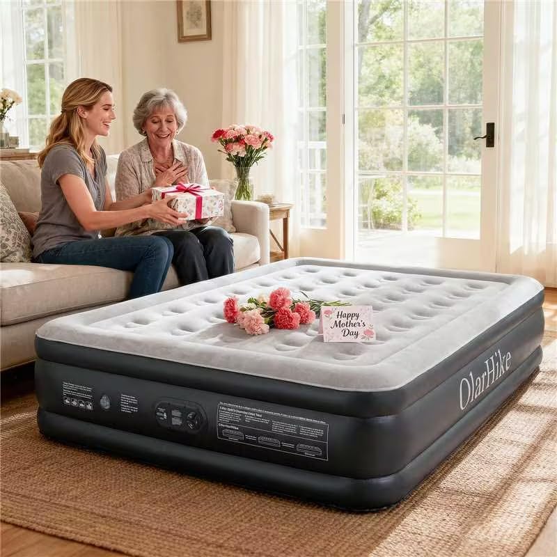 OlarHike air mattress queen size ready for standard sheets and stable overnight comfort.