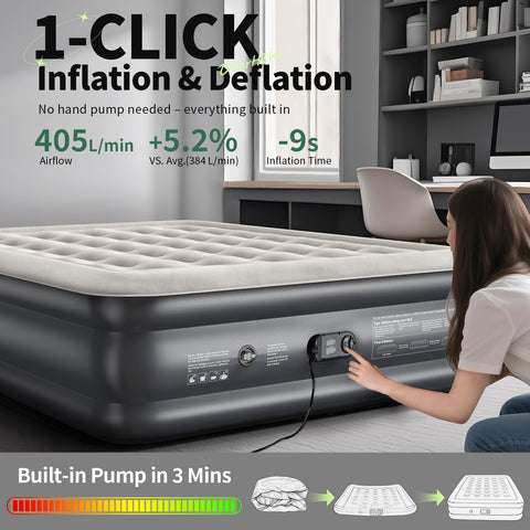 OlarHike air mattress inflates quietly for undisturbed guests or late-night setup.