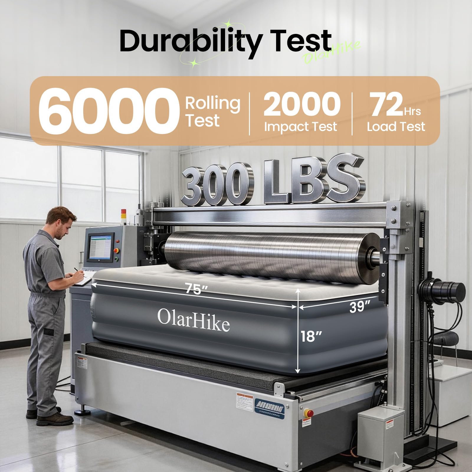OlarHike coil-beam support distributes weight evenly to minimize sinking.