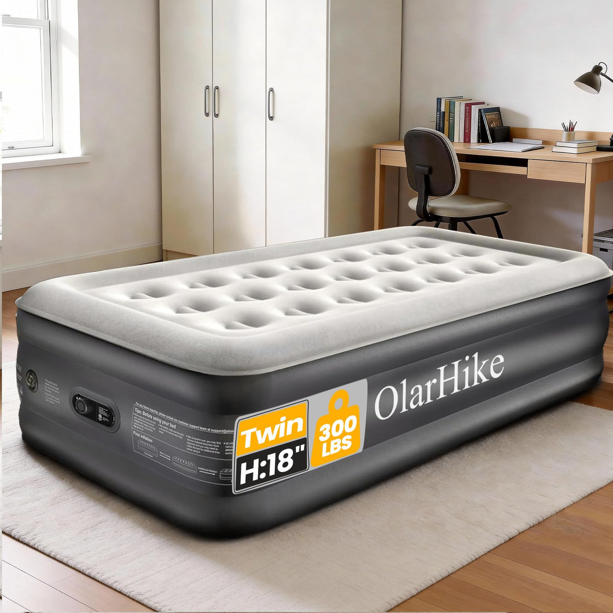 OlarHike twin air mattress with built-in pump for quick setup and consistent support.