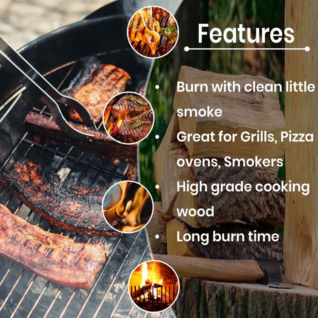 Old Potters cooking wood in grill setup for flavor and heat.