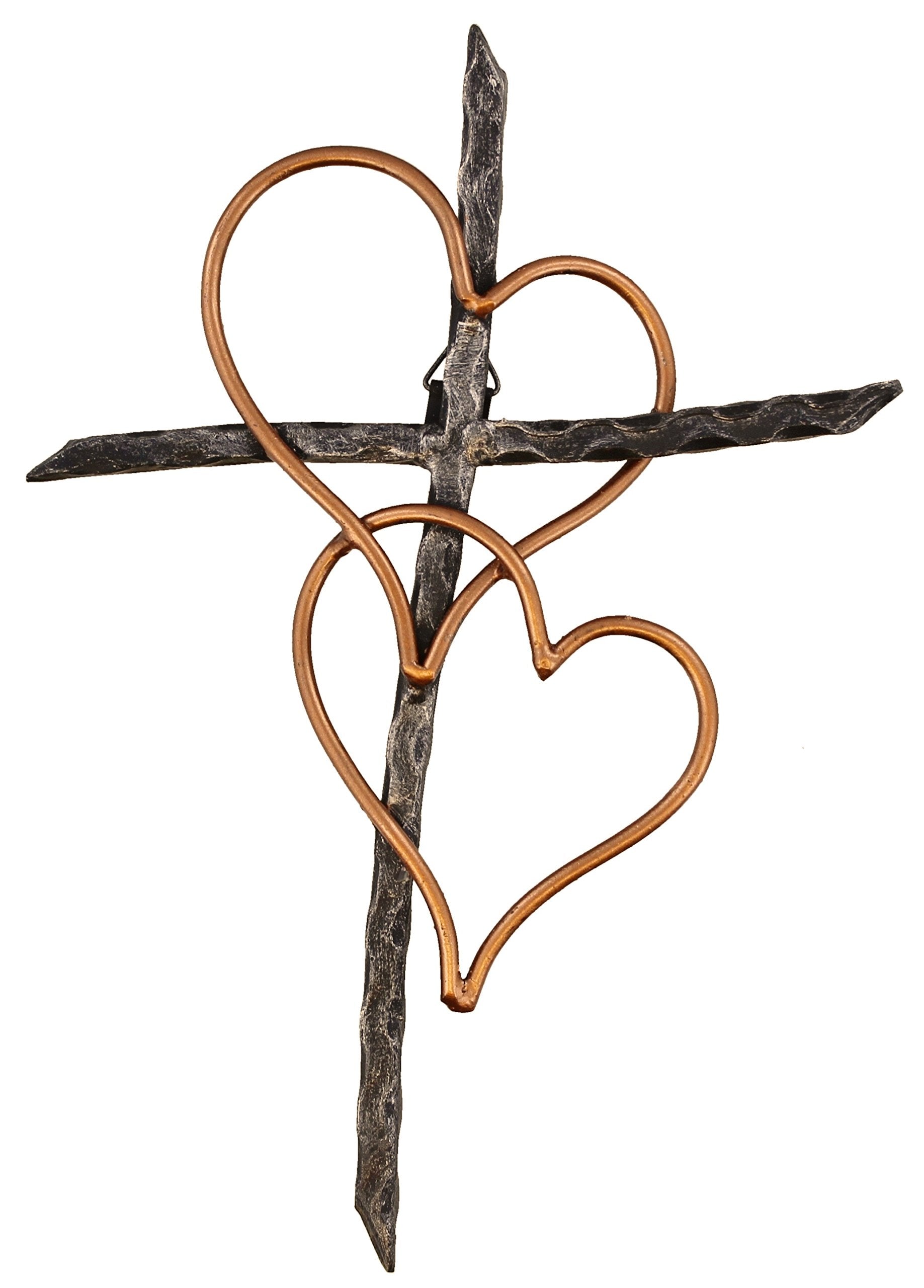 Old River Outdoors Entwined Hearts wall cross with two interlaced hearts for home décor.