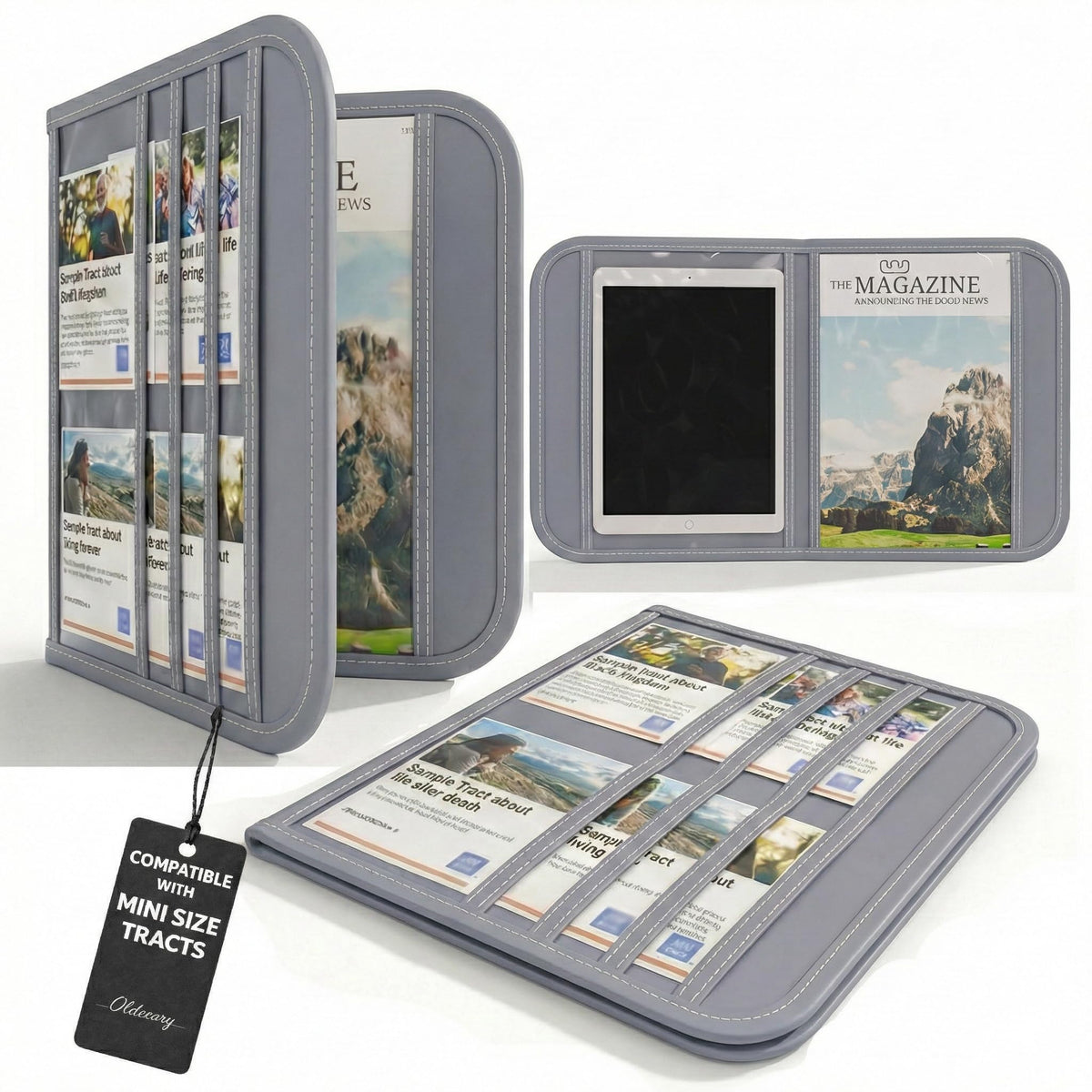 OLDECORY JW Magazine and Tract Holder, front view, keeps tracts and magazines organized for outreach