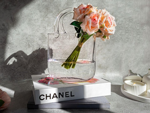 OLEEK blue glass bag vase doubles as a mini fish bowl accent