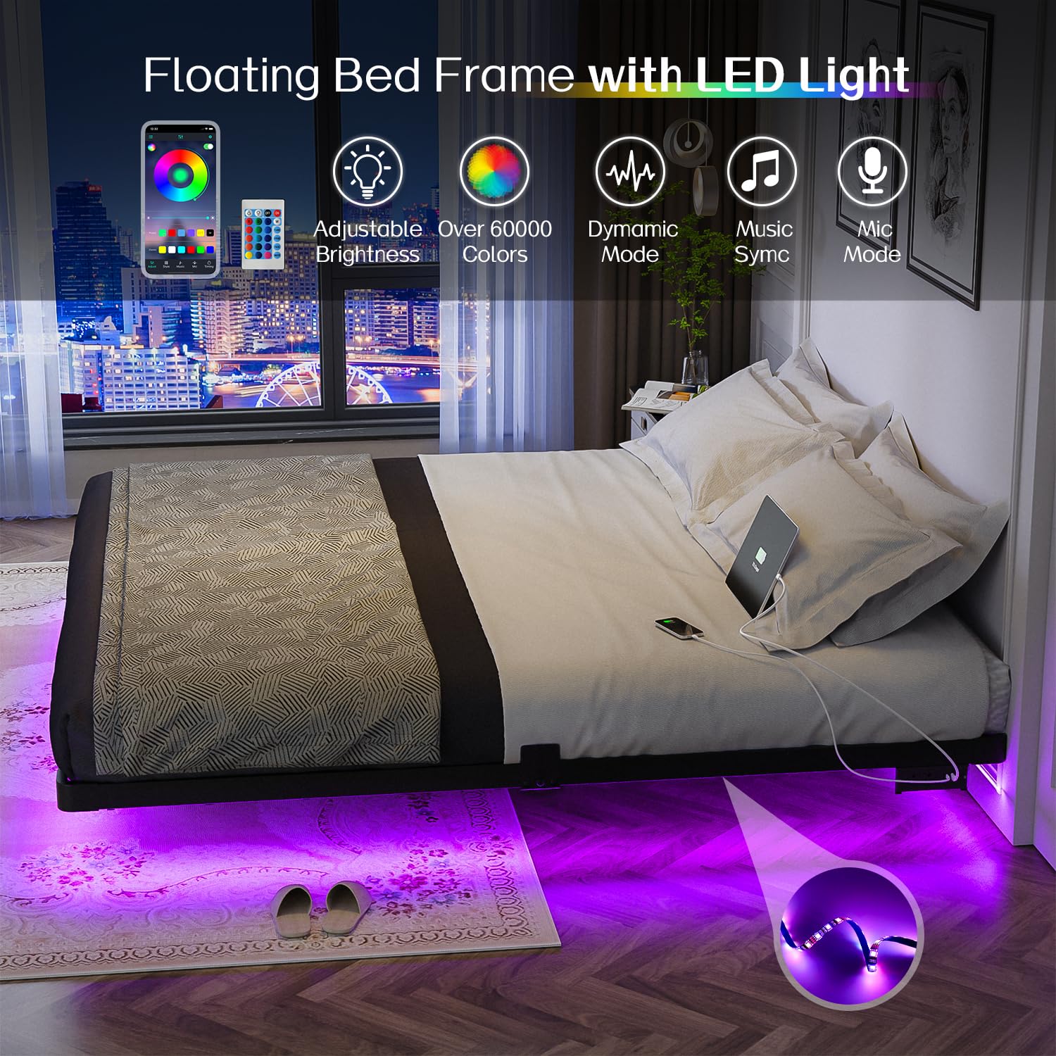 OLEVS metal construction promises sturdy support for long-lasting nightly comfort.