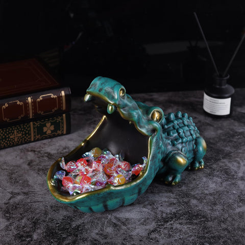 oliruim alligator statue candy dish with open mouth for treats and decor