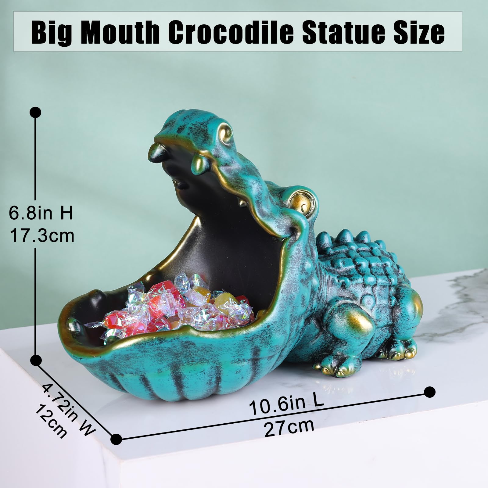 oliruim alligator statue desk organizer doubles as a small jewelry holder