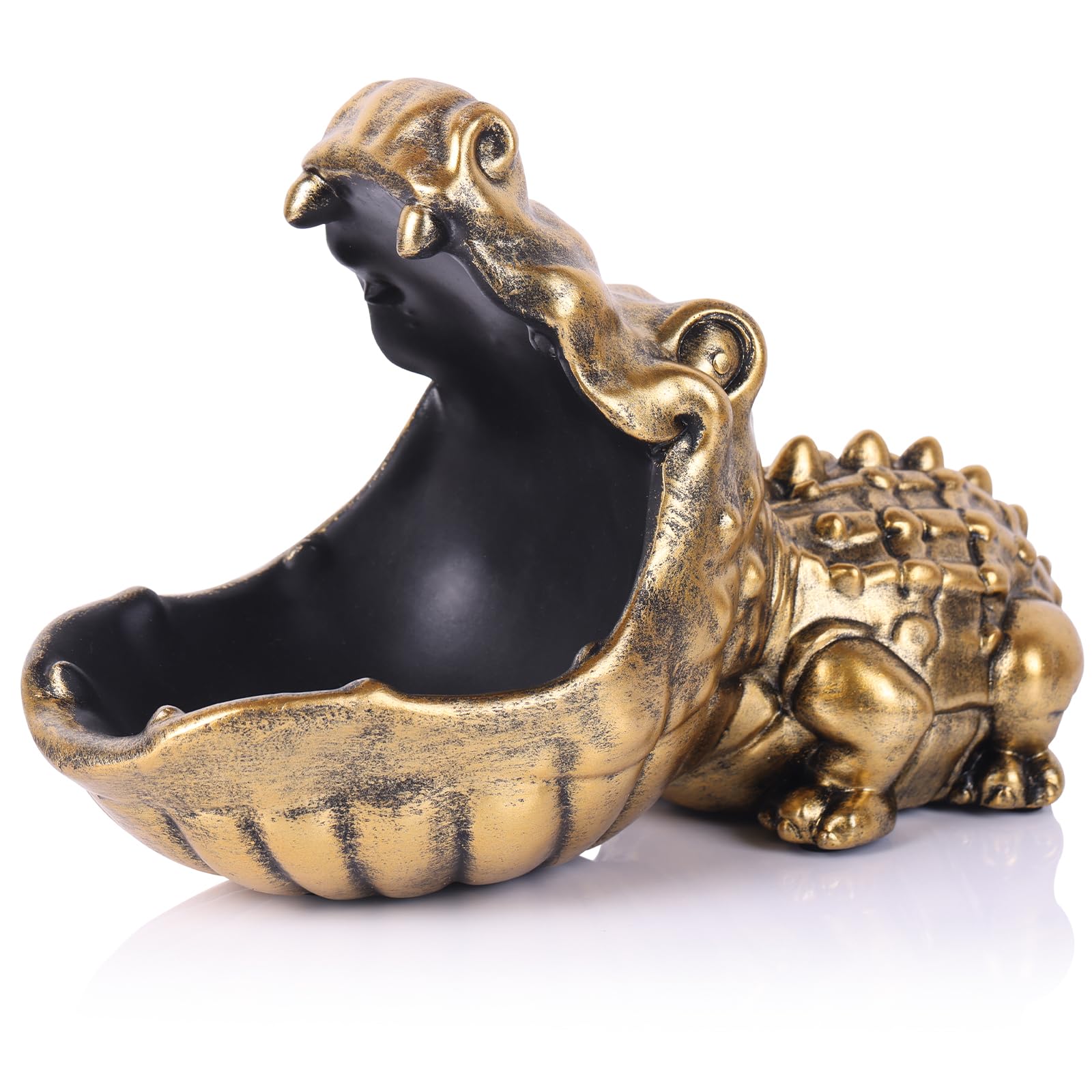 Oliruim alligator statue key bowl in gold for stylish entryway organization