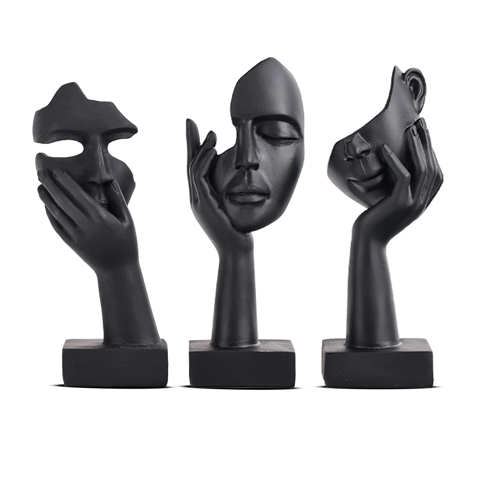 oliruim thinker-face-black-gold statue adds bold abstract charm to shelves