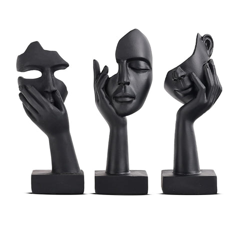 oliruim thinker-face-black-gold statue adds bold abstract charm to shelves