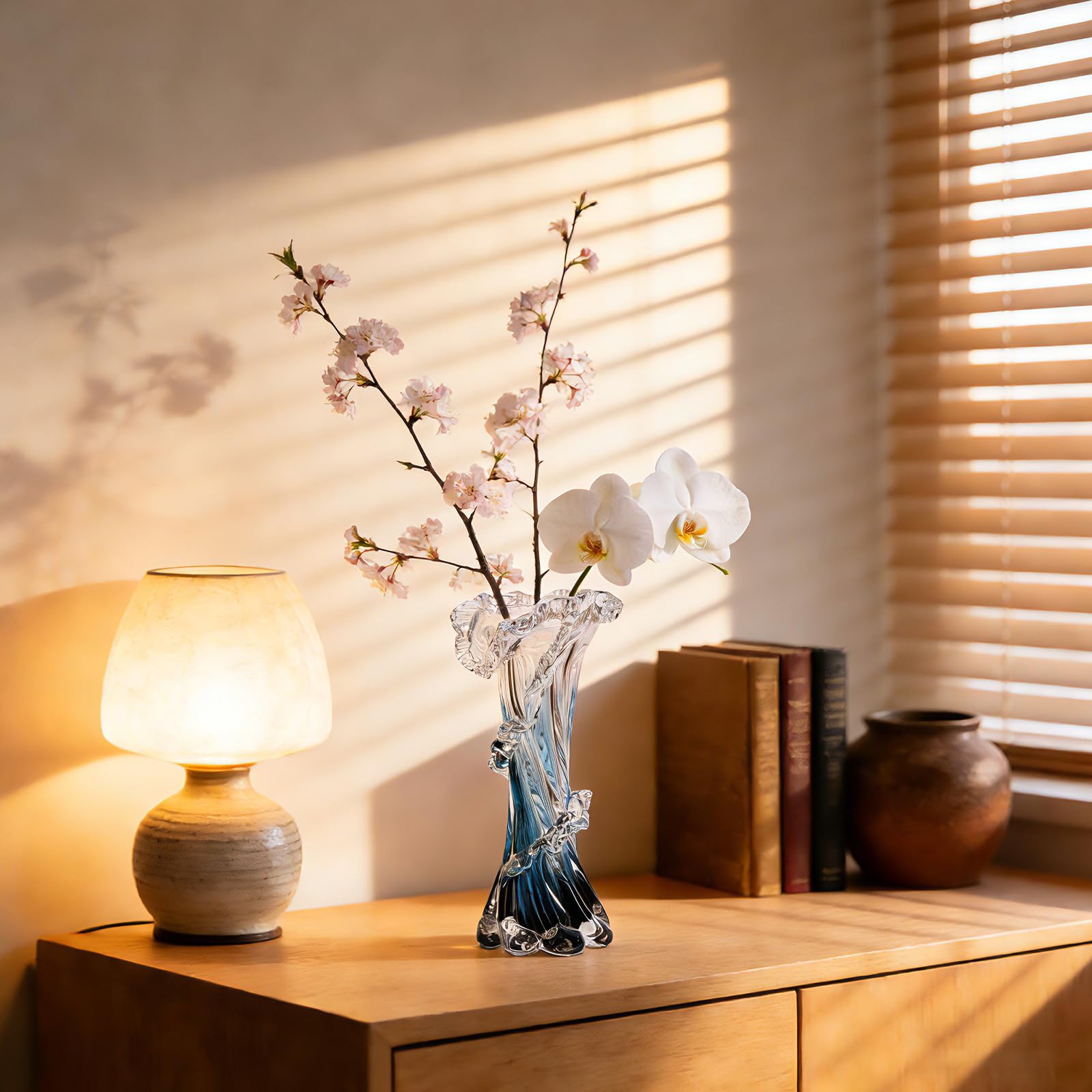 oliruim hand-crafted glass vase features natural bubbles for unique character
