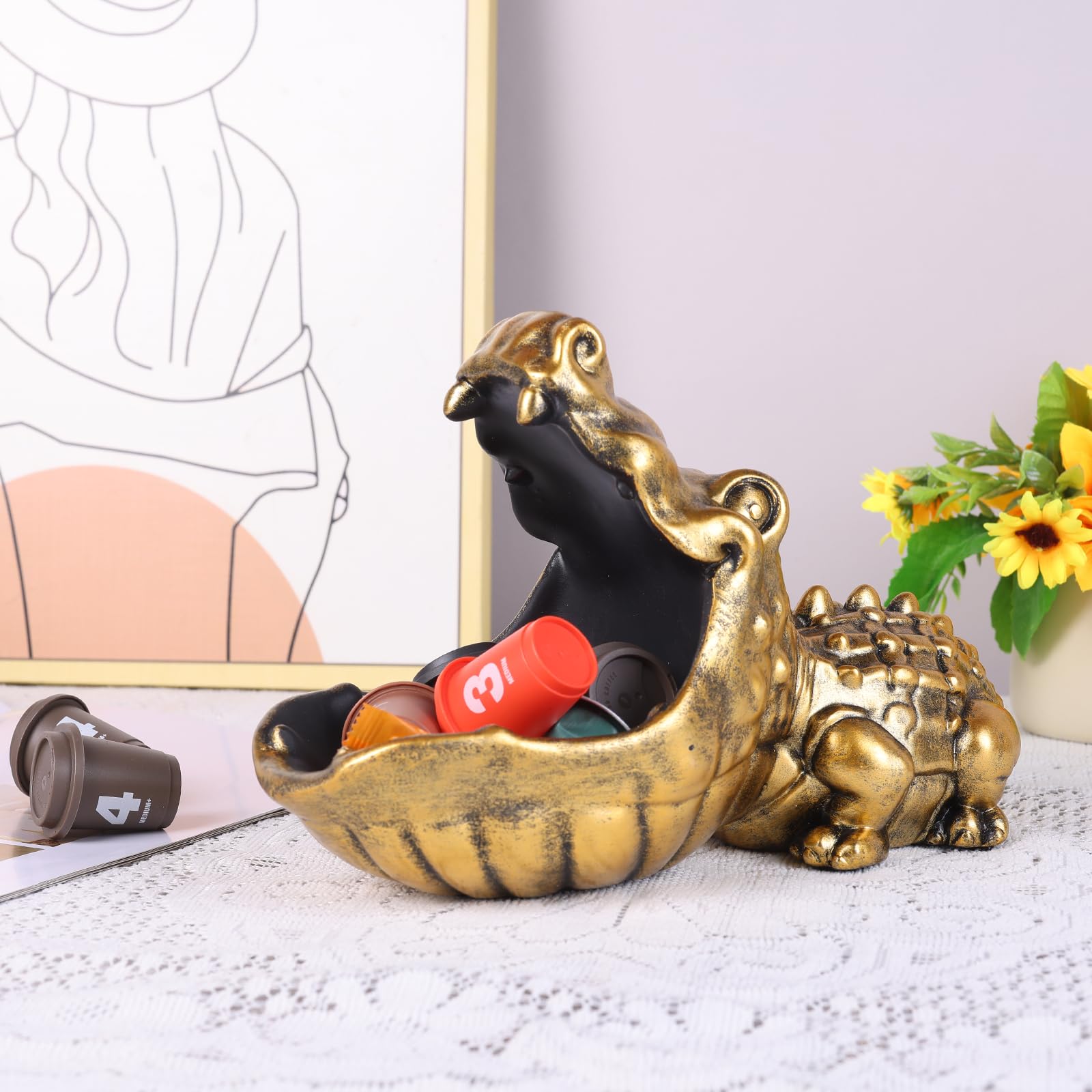 Oliruim whimsical alligator storage sculpture ideal as a giftable piece
