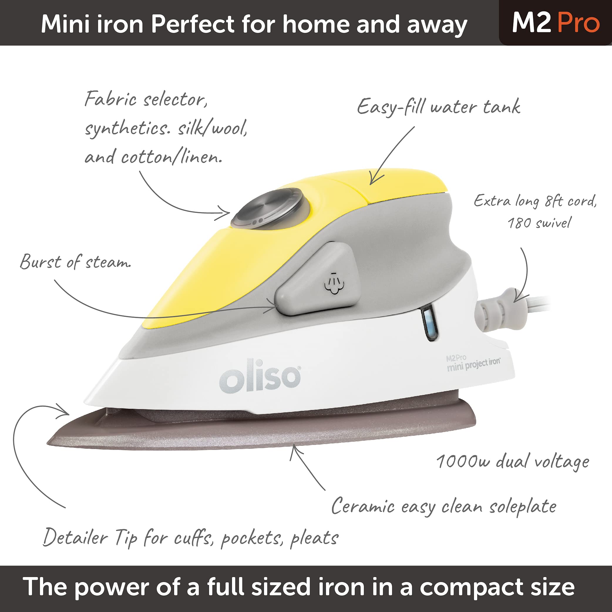 oliso M2Pro Solemate iron rest keeps the iron safely upright during use