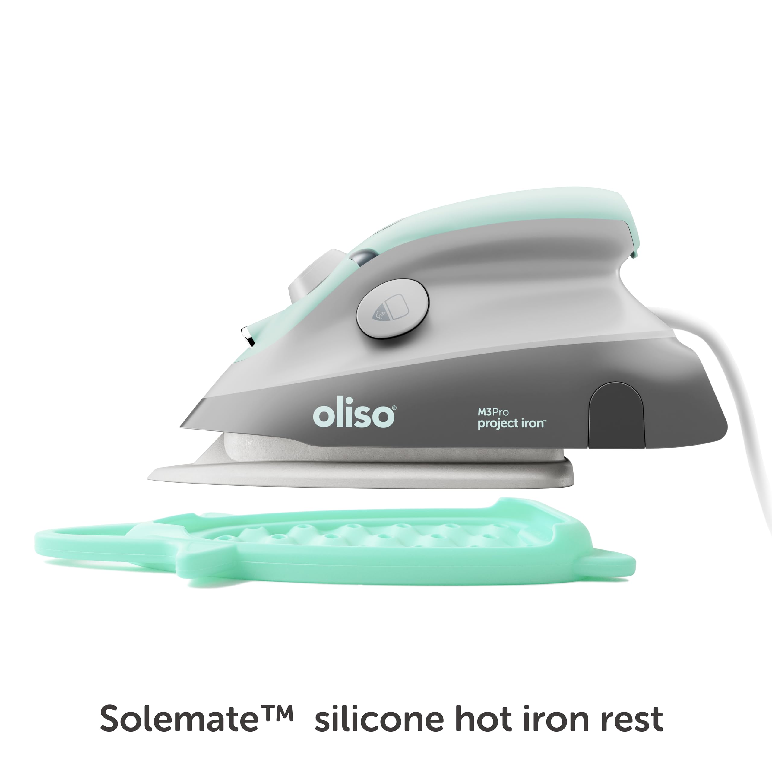 Oliso M3Pro steam on demand button shows controlled pressing action