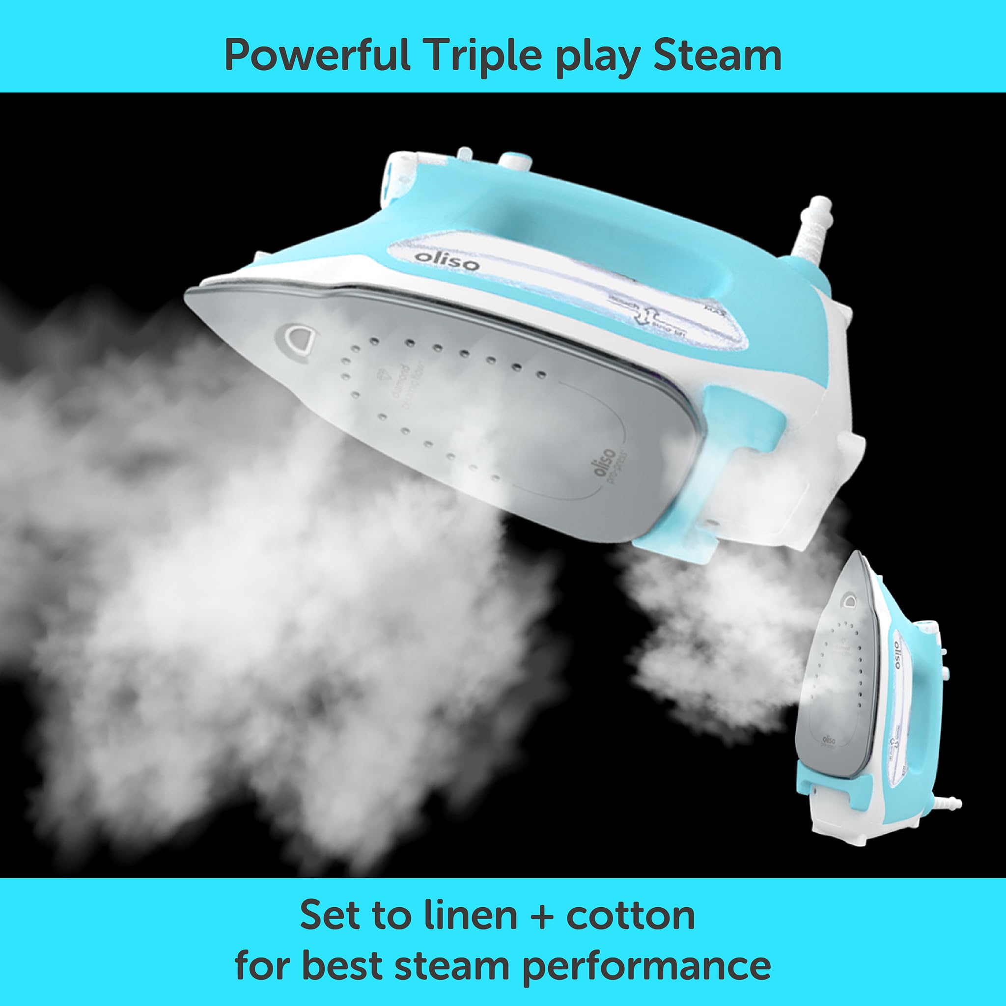 Oliso TG1600 ProPlus anti-drip steam helps prevent leaks during use.