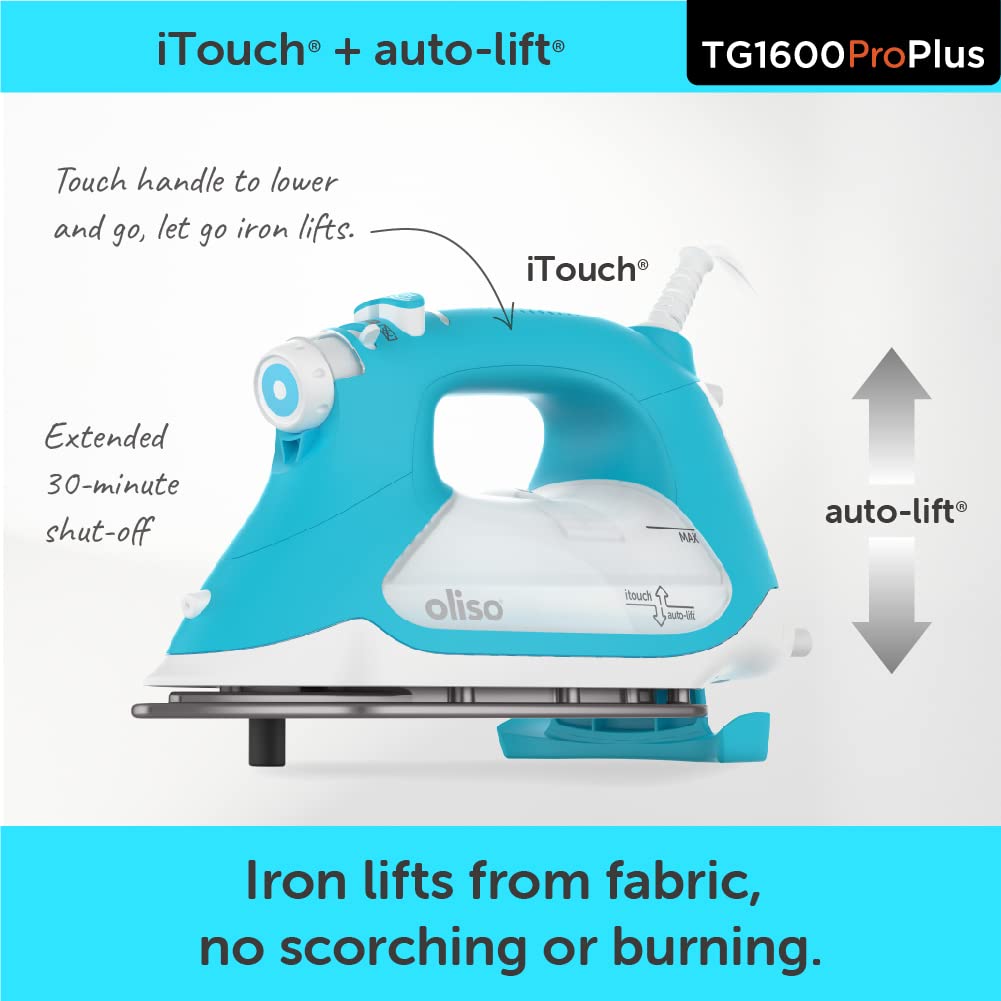 Oliso TG1600 ProPlus Diamond Ceramic-Flow soleplate glides smoothly with even heat.