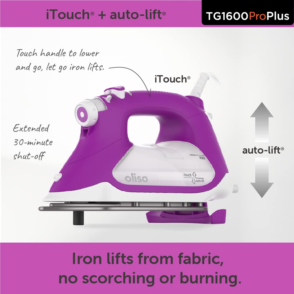 oliso TG1600 ProPlus Diamond Ceramic-Flow soleplate glides smoothly across fabrics