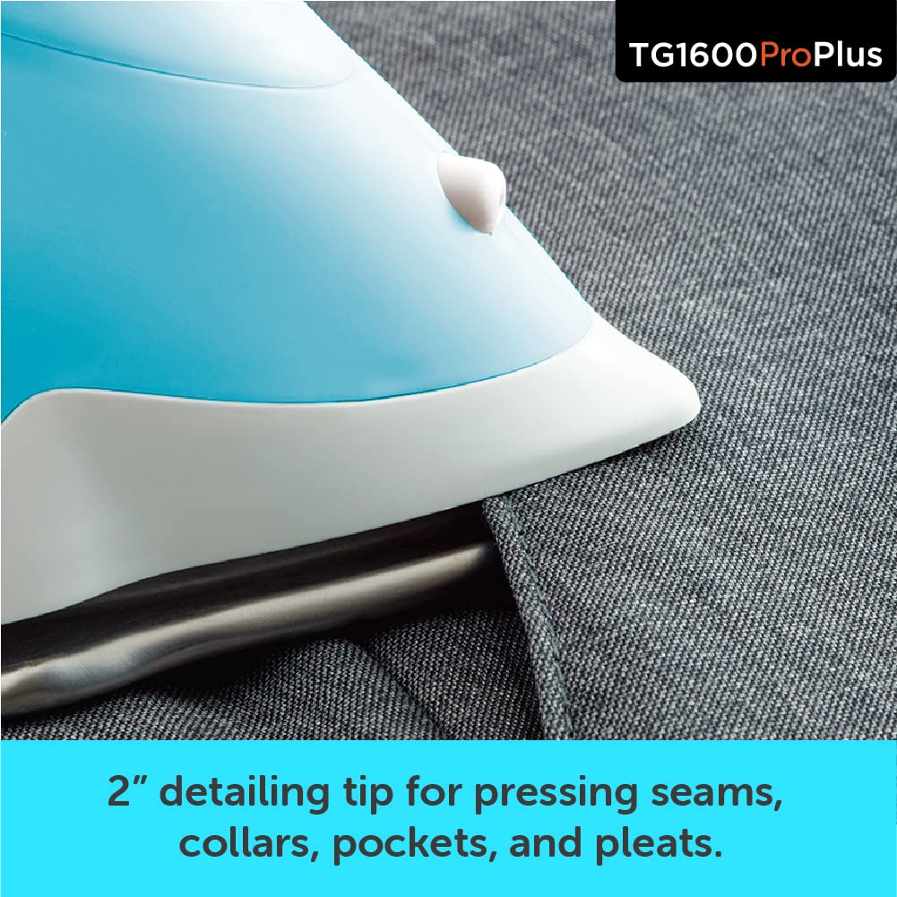 Oliso TG1600 ProPlus precision detailer tip reaches pleats and seams with ease.