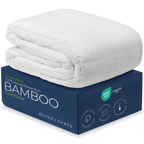 Olive + Crate California King Comforter outer shell texture shows breathable bamboo viscose for cool nights