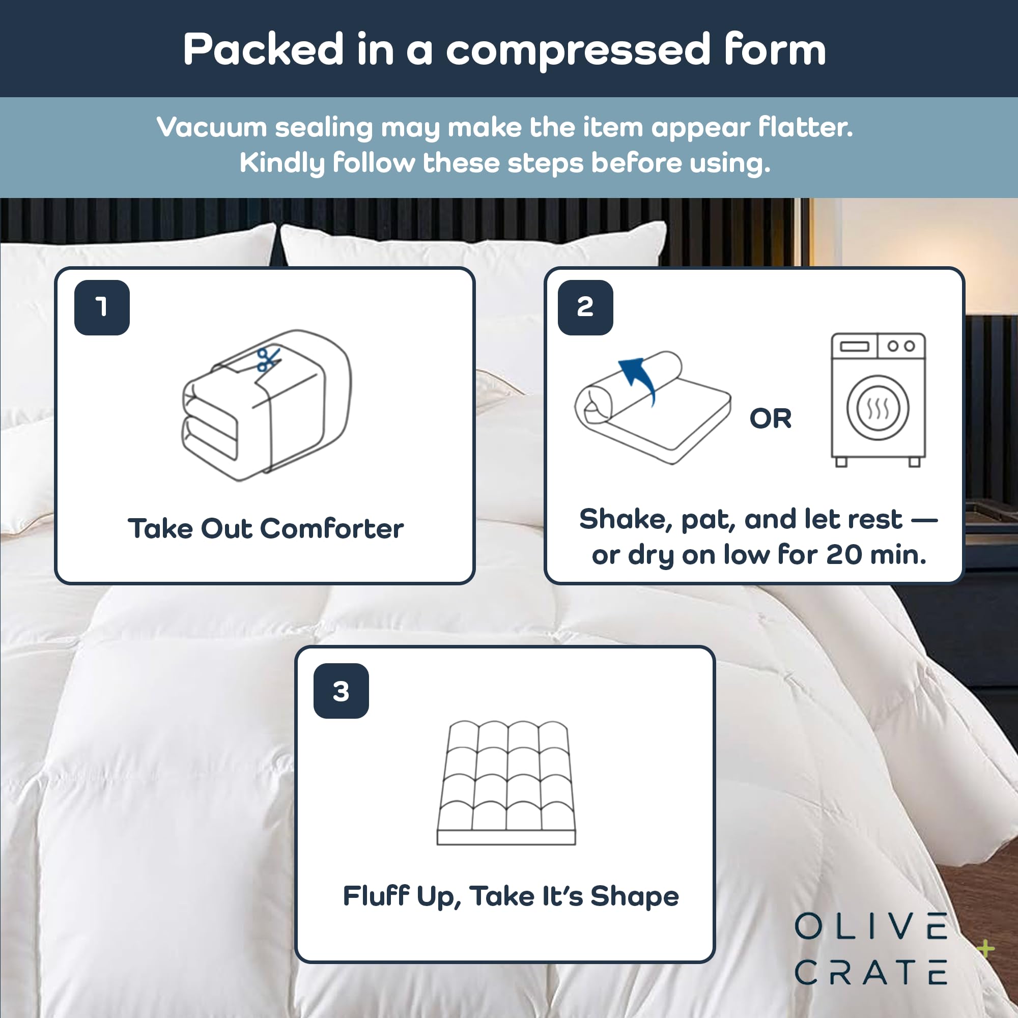Olive + Crate California King Comforter white bedding aesthetic for a clean, airy look