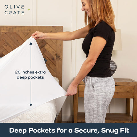 Olive + Crate hypoallergenic barrier helps reduce allergens for healthier sleep.