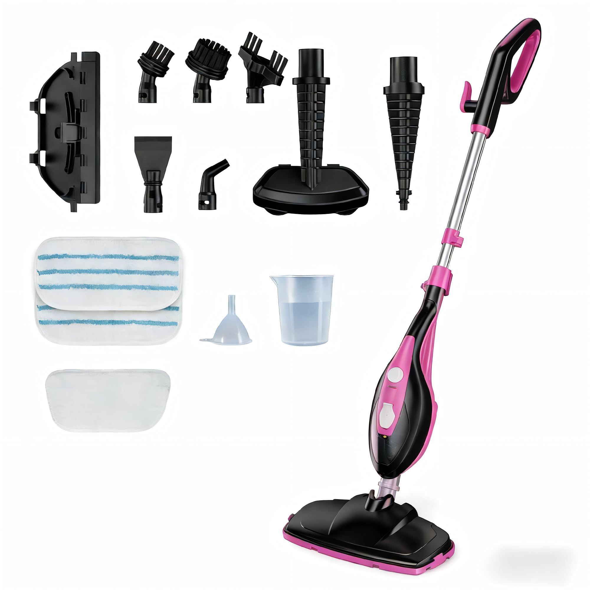 OLIXIS 10-in-1 steam mop assembled, ready for setup and cleaning efficiency.