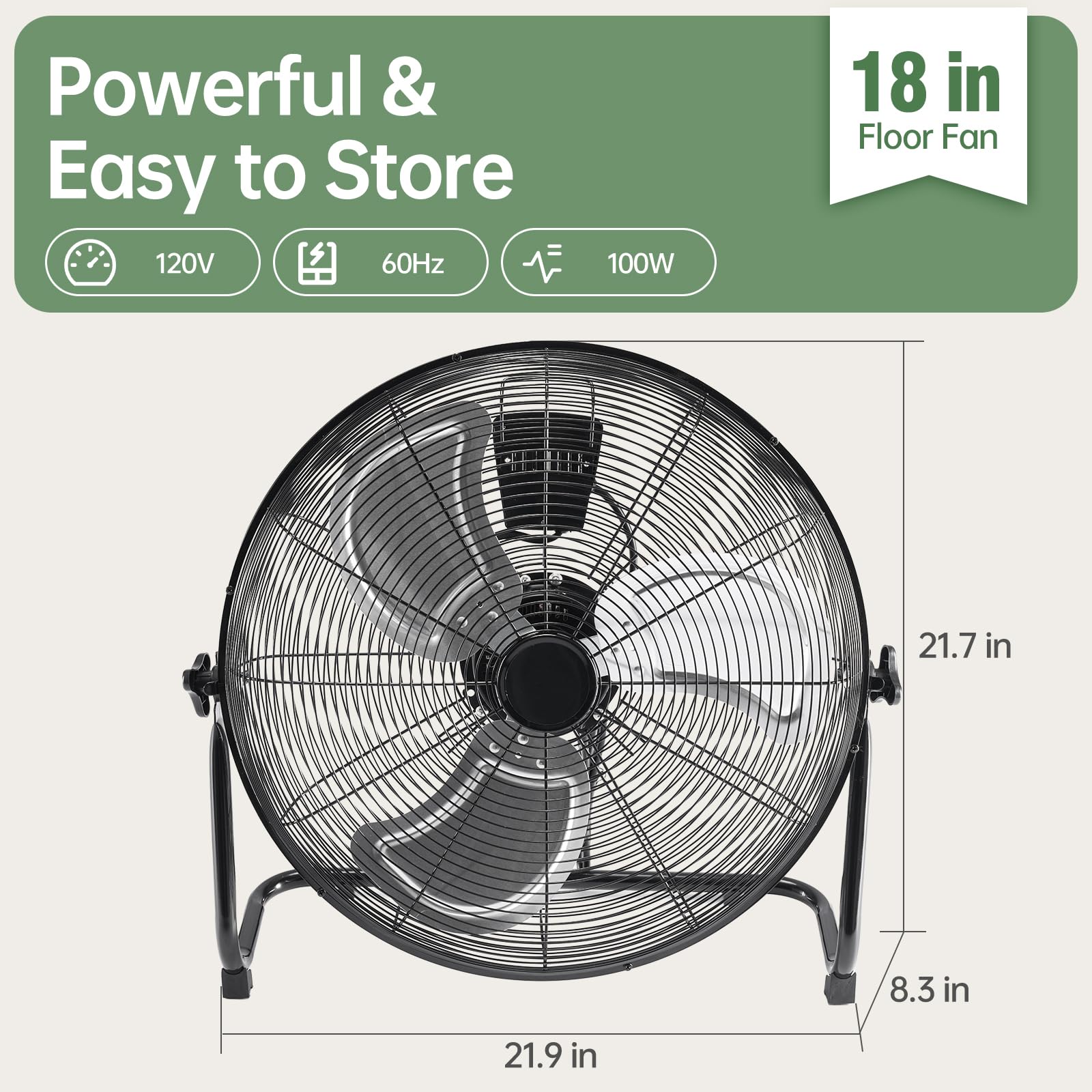 OLIXIS 18-inch floor fan provides 3-speed control for versatile cooling