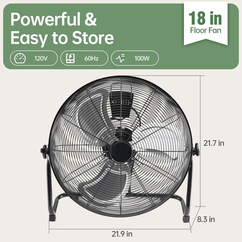 OLIXIS 18-inch floor fan provides 3-speed control for versatile cooling