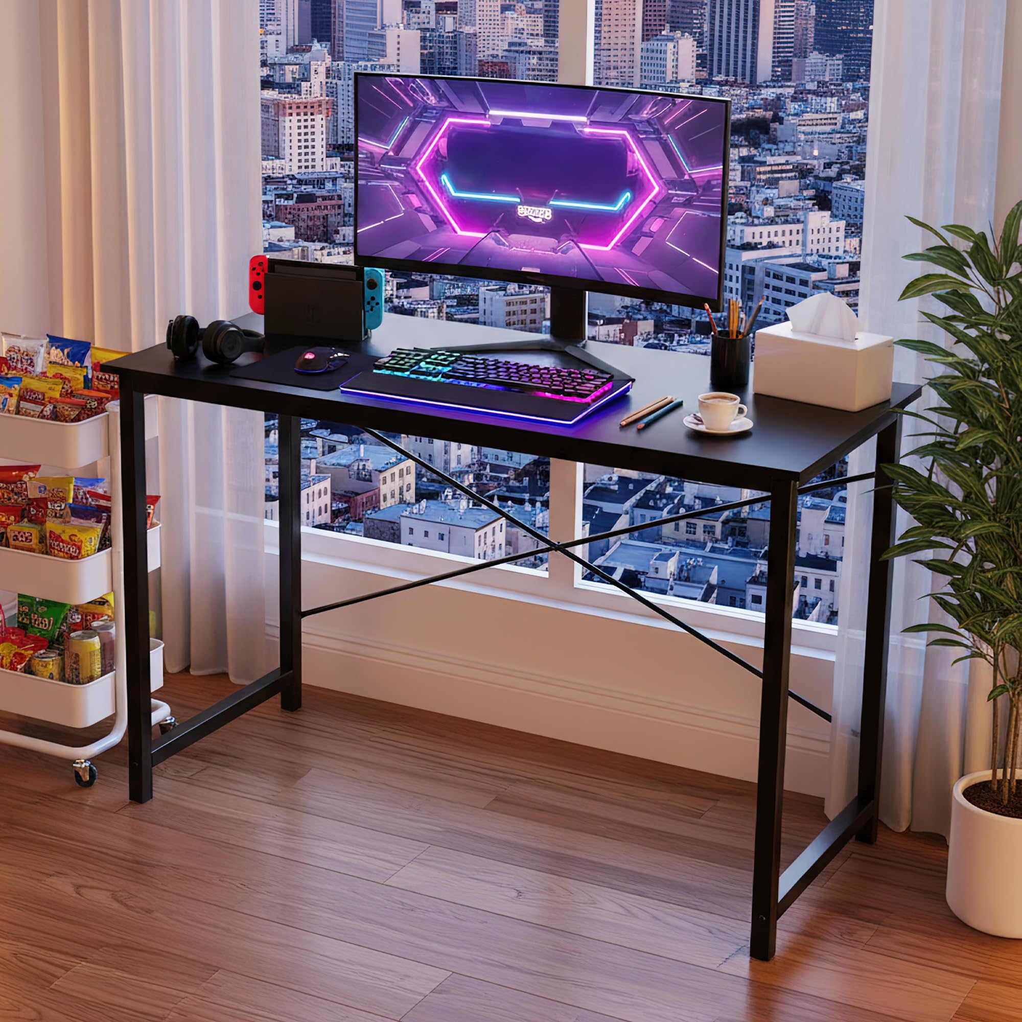 OLIXIS 47-Inch Desk steel frame provides sturdy support for long sessions