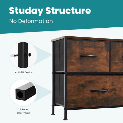 OLIXIS 5-Drawer Dresser used as a TV stand for up to 45 inches.