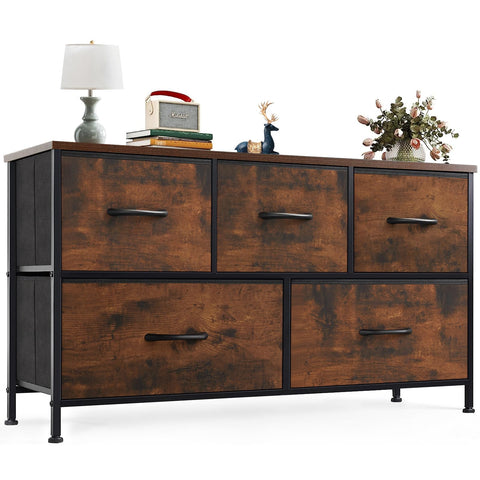 OLIXIS 5-Drawer Dresser with wood top for versatile storage.