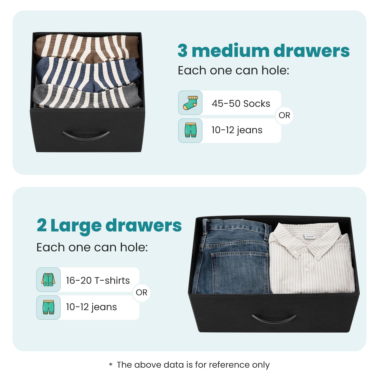 OLIXIS fabric drawers are lightweight and breathable for easy storage.