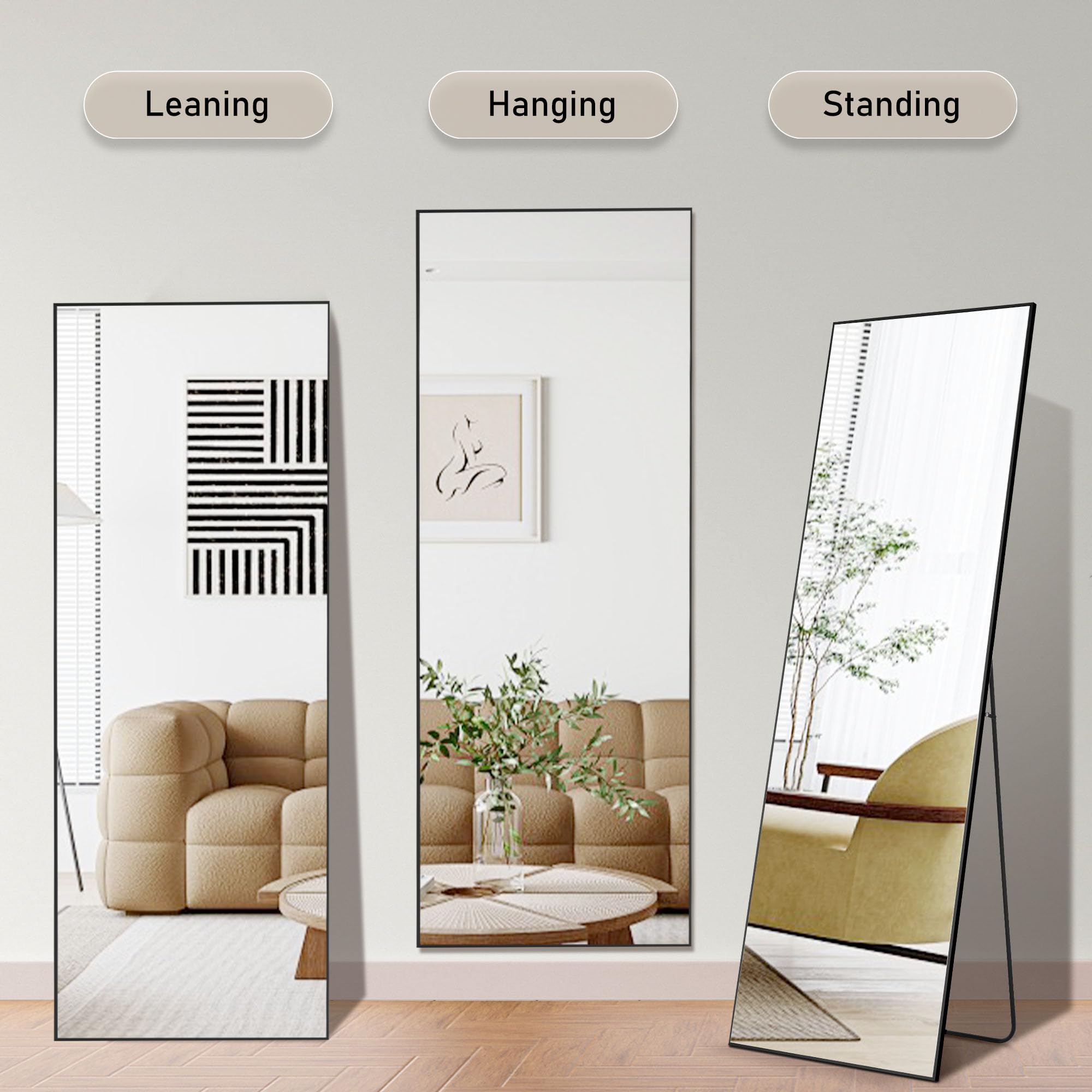 OLIXIS 68x26 inch full-length mirror suitable for living spaces and bedrooms.